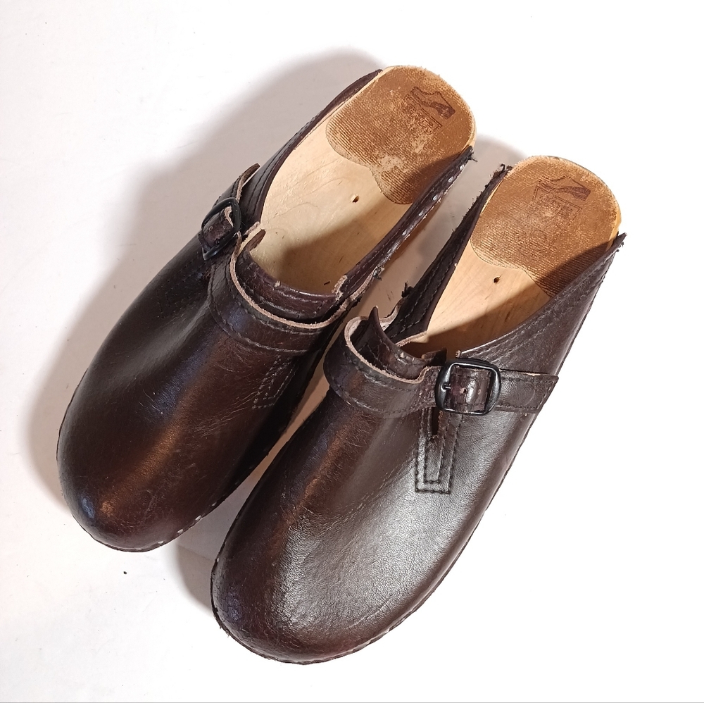 Bastad Original Clogs Made In Sweden Dark Leather Brown Size 40 US 9